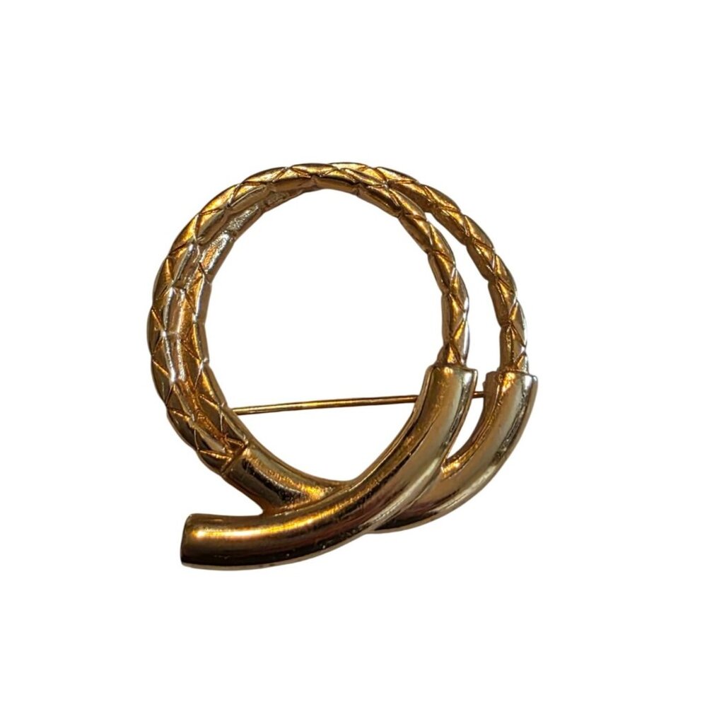 Monet‎ Gold-Tone Rope Brooch Vintage Excellent Condition